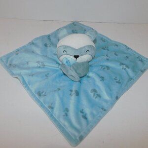 Modern Moments by Gerber Blue White Raccoon Security Blanket baby lovey nunu